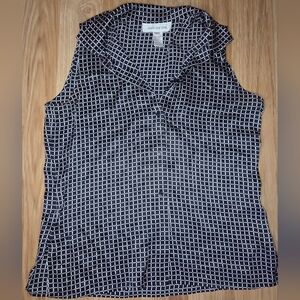 Jones New York Black and White Checkered Sleeveless Top Size 10